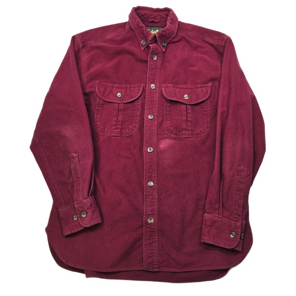 Cabela's Other - Cabela's Flannel Shirt Mens Medium Burgundy‎ Red Button Long Sleeve Cotton WORK